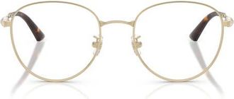 Jimmy Choo London 54mm Round Optical Glasses in Pale Gold /Demo Lens at Nordstrom