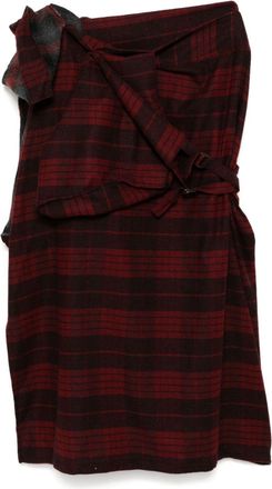 Yohji Yamamoto plaid asymmetric skirt - women - Nylon/Wool/Acrylic/Polyester - 1 - Red