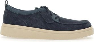 Clarks Marineblauwe su&egrave;de veterschoenen - Heren - Sneakers - Blauw - 44 EU - Su&egrave;de - Schoenen