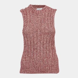 Ganni Ganni Pink Lurex Rib Knit Sleeveless Top