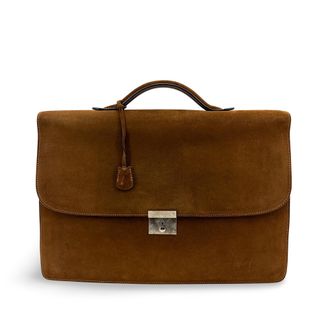 Valextra Suede Briefcase Brown