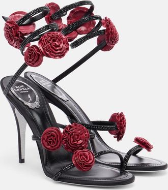 Rene Caovilla Cleo floral-applique satin sandals