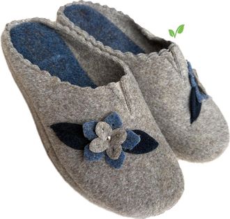 New Confort Iris Pink Soft and Natural Comfort Slippers with Vegan Friendly Fabric Flower, beige, 6 UK