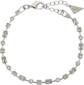 Sterling Forever Silver Cz Camden Staggered Tennis Bracelet