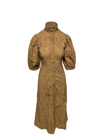 Ganni Ganni Broderie Anglaise Dress in Brown Cotton