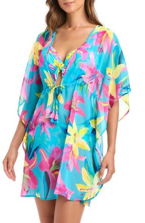 Bleu Rod Beattie Floral Semisheer Cover-Up Caftan in Waterfall at Nordstrom, Size Medium