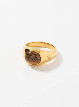 Nialaya Mens Tigers-eye cabochon ring