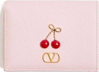 Valentino Garavani Cherryfic grained wallet - women - Grained Calf Leather - One Size - Pink