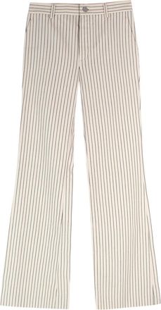 Loro Piana White And Navy Pinstripe Trousers Size XS