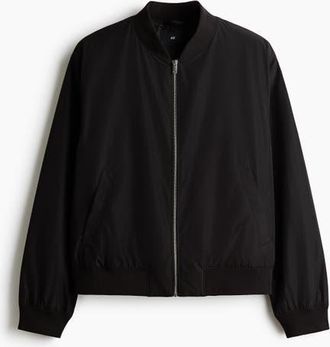 H&M Lightweight Bomber Jacket in Black at Nordstrom, Size Xx-Large