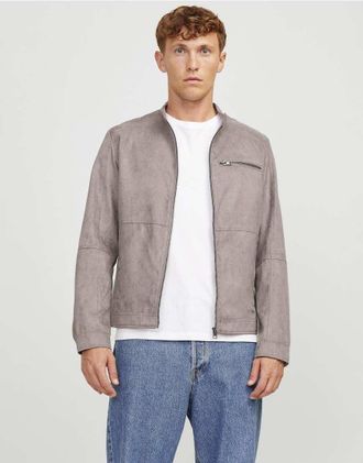 Jack & Jones Giacca in pelle sintetica color falco-Marrone
