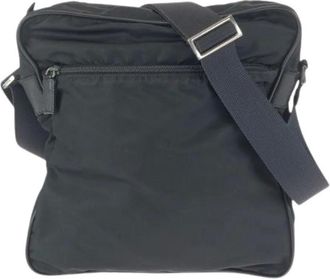 Prada Pre-owned Cross Body Bags, female, Black, Size: ONE SIZE Pre-owned Tessuto Nylon Shoulder Bag