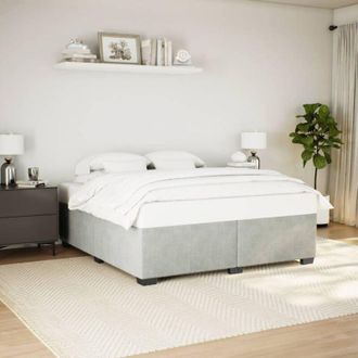 vidaXL Vidaxl - Estructura De Cama Sin Colch&oacute;n Terciopelo Gris Claro 200x200 Cm