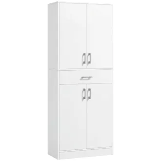 HOMCOM Alacena De Cocina Mueble De Cocina Con 4 Puertas 1 Caj&oacute;n Y Estantes Ajustables Antivuelco Armario De Cocina Moderno 70,8x34x180 Cm - Homcom