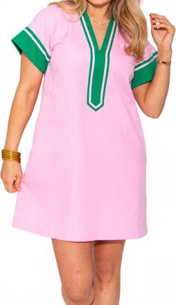 THML Clothing Striped Contrast Mini Dress In Pink And Green