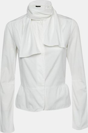 Joseph White Cotton Neck Tie Detail Shirt