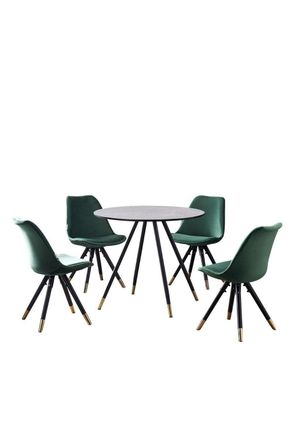 Life Interiors Sofia Dorchester LUX Dining Set with a Table & Chairs Set of 4 in Green