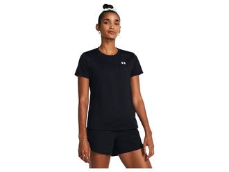 Under Armour Tech Solid Short Sleeve Crew Womens Clothing Black/White : 2XL (US 18), Polyester