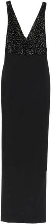 Elisabetta Franchi Rhinestones V-neck Jurk - Dames - Avondkleed - Zwart - M - Polyester - Kleedjes