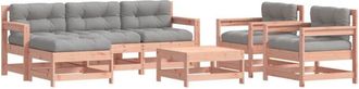 vidaXL Juego De Muebles Jard&iacute;n 7 Pzas Y Cojines Madera Abeto Douglas Vidaxl