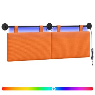 vidaXL Cabecero Colgante Con Luz Led Naranja Tela De Pana Vidaxl
