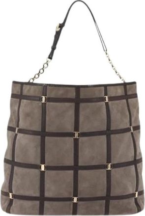 Ferragamo Pre-owned Shoulder Bags, female, Brown, Size: ONE SIZE Pre-owned Suede Shoulder Bag