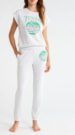PJ Salvage Sleeveless Sweatshirt & Joggers Fleece Pajamas in H Cloud at Nordstrom, Size X-Small