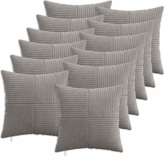 vidaXL Funda De Almohada 12 Pcs Almelo Gris Claro 40 X 40 Cm Pana Vidaxl