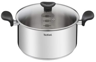 T-fal Casseruola In Acciaio Inox Da 24 Cm Con Coperchio - E3084604 Tefal