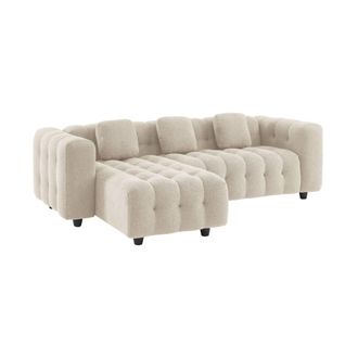 Sweeek Sof&aacute; de borreguito texturizado esquinero reversible, 4 plazas, beige