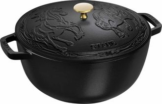 Staub Cast Iron Essential French Oven, Dutch Oven, 5-quart, serves 5-6, Made in France, with Horse Lid