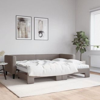 vidaXL Sof&aacute; Cama Nido Con Colch&oacute;n Tela Gris Taupe 80x200 Cm Vidaxl