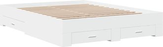 vidaXL Cama Con Cajones Madera De Ingenier&iacute;a Blanco 140x200 Cm Vidaxl