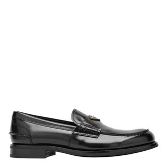 Prada Loafers, male, Black, 7 1/2 UK, Triangular Plaque Loafers
