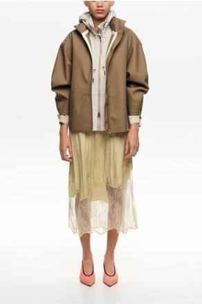 Bimba & Lola Rubber-Coated Flared Trench in Dark Camel at Nordstrom, Size X-Small Eu