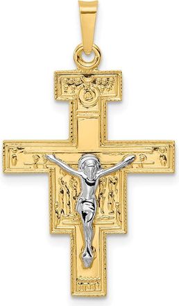 Diamond2Deal 14k Two-tone Gold Solid Crucifix Pendant