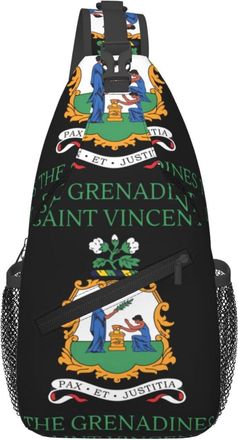 Generic Saint Vincent And The Grenadines Flags Shoulder Bag Trendy Cross Body Bag Anti Theft Chest Backpack For Women Men Cycling