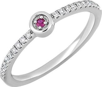 Bony Levy El Mar 18K 0.12 Ct. Tw. Diamond & 1 Ruby Stackable Ring