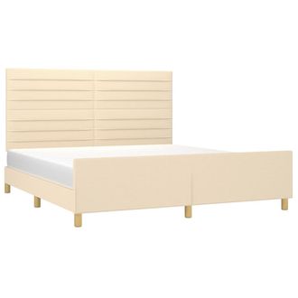 vidaXL Cama Sin Colch&oacute;n Tela Color Crema 160x200 Cm Vidaxl