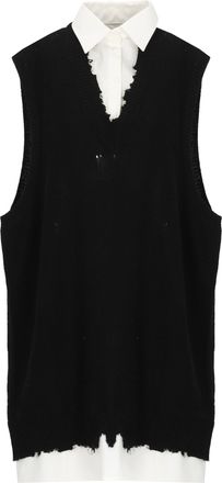 Maison Margiela Sleeveless Cotton Dress with Contrasting White Collar