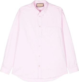 Gucci Double-G Katoenen Oxford Overhemd - Dames - Blouses & Shirts - Roze - Maat: 6XL Katoen
