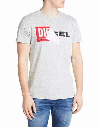 Diesel Mens DIESEL T DIEGO QA Mens T Shirt Short Sleeve Crew Neck Slim Fit Casual Cotton Tee - Grey - Size: 42