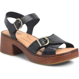 B&oslash;rn Bella Platform Sandal in Black Leather at Nordstrom, Size 11