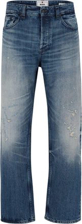 HUGO BOSS Mens Distressed Relaxed Fit Straight Leg Jeans in Bright Blue - Size 33W/32L