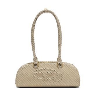Diesel Shoulder Bags, female, Beige, Size: ONE SIZE 1DR Dome-Elongated Bowling Bag