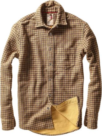 Relwen Mens Chamois-Lined Flannel Shirt In Gold Tweed Guncheck
