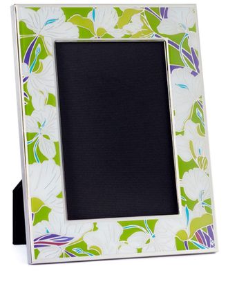 Shanghai Tang floral-print photo frame - unisex - stainless steel - OS - Green