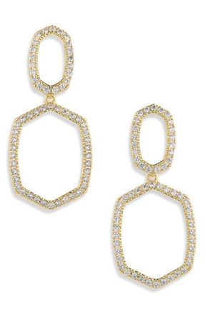 Kendra Scott Daphne Pav&eacute; Open Frame Drop Earrings in Gold White Cubic Zirconia at Nordstrom