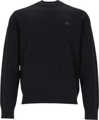 Burberry Stretch Cashmere Blend Sweater - Heren - Ronde hals truien - Zwart - L - Nylon - Truien & Vesten