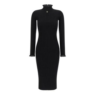 Elisabetta Franchi Dames, Jurken, Zwart, Maat: XS Leer